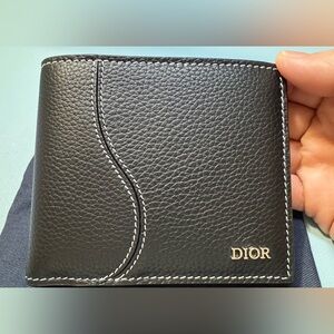 Dior Men’s Saddle Bifold WalletBlack Grained Calfskin Marquetry - BRAND NEW